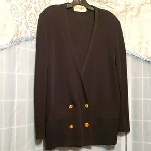 CASTLEBERRY BLACK DOUBLE BREASTED CARDIGAN SWEATER SZ 16